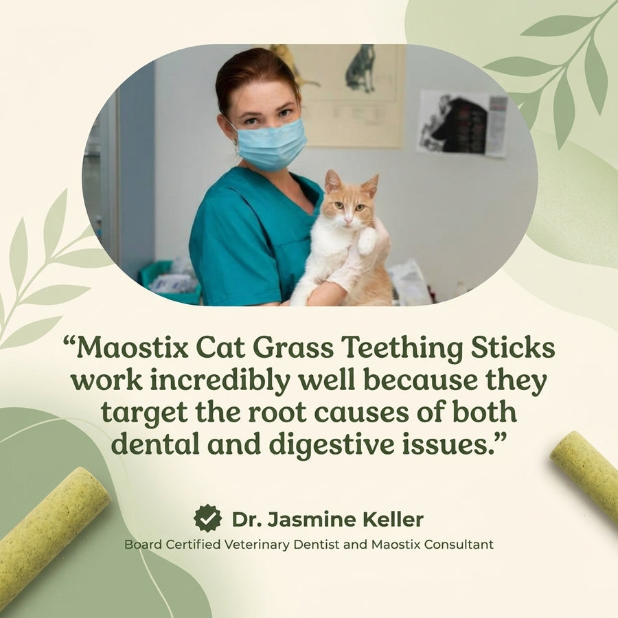 Dr. Jasmine Keller with a cat and her published Maostix statement